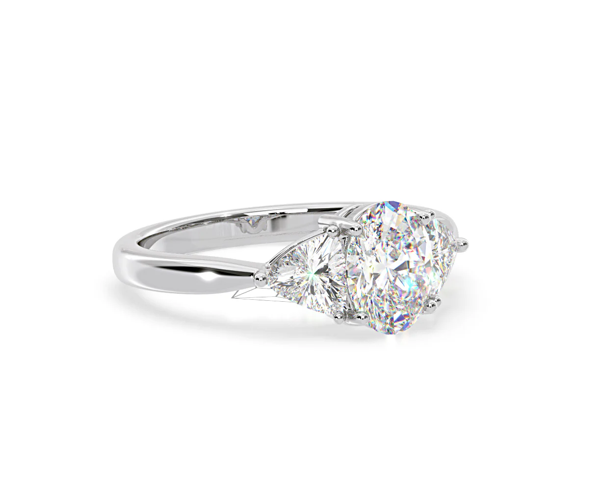Dalia Lab Diamond Oval with Trillions 1.70ct Ring in 18K White Gold F/VS1 - Image 160