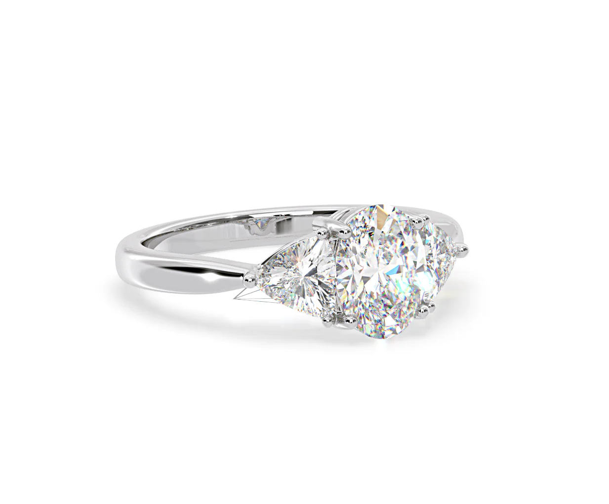 Dalia Lab Diamond Oval with Trillions 1.70ct Ring in 18K White Gold F/VS1 - Image 161