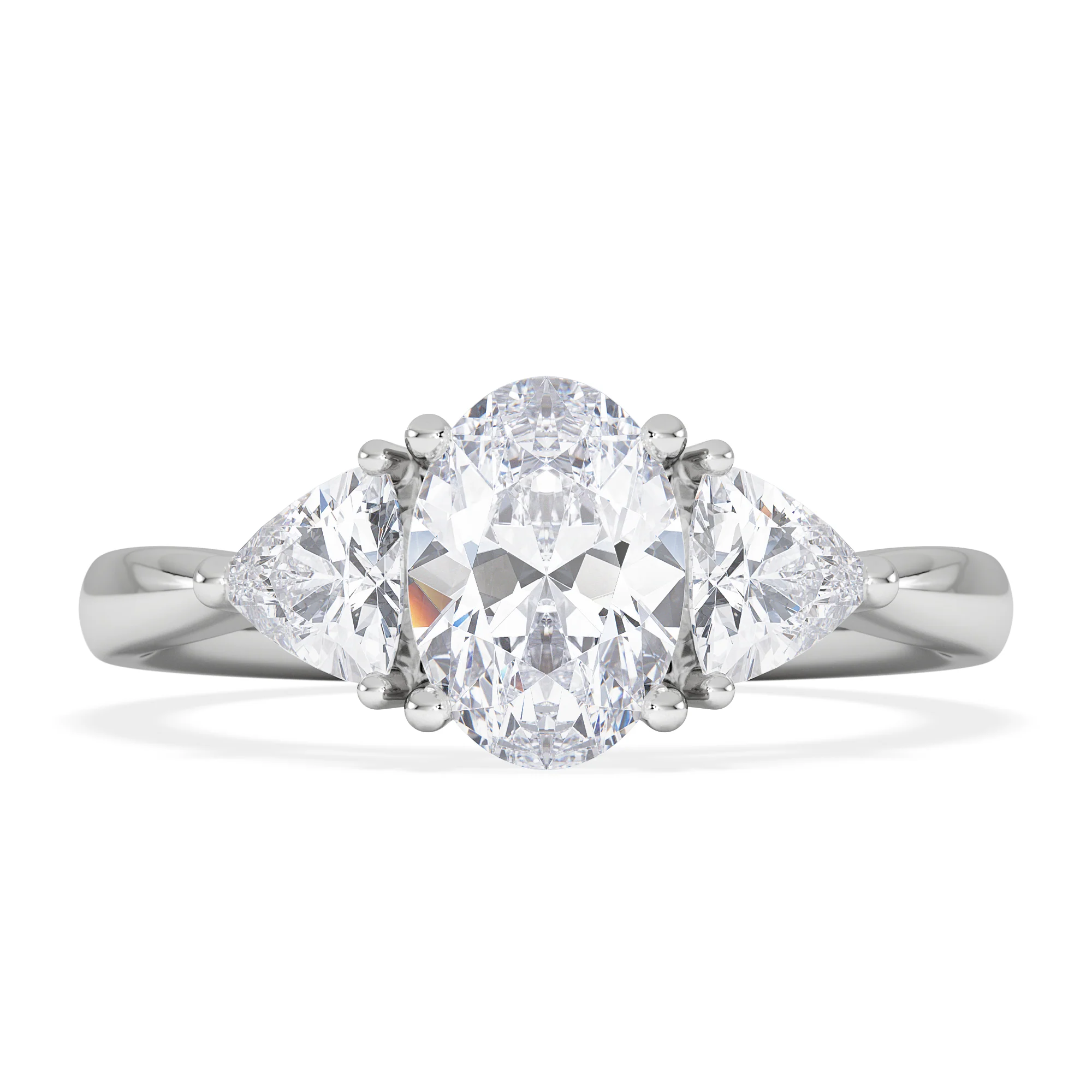 Dalia Lab Diamond Oval with Trillions 1.70ct Ring in 18K White Gold F/VS1 - Image 6