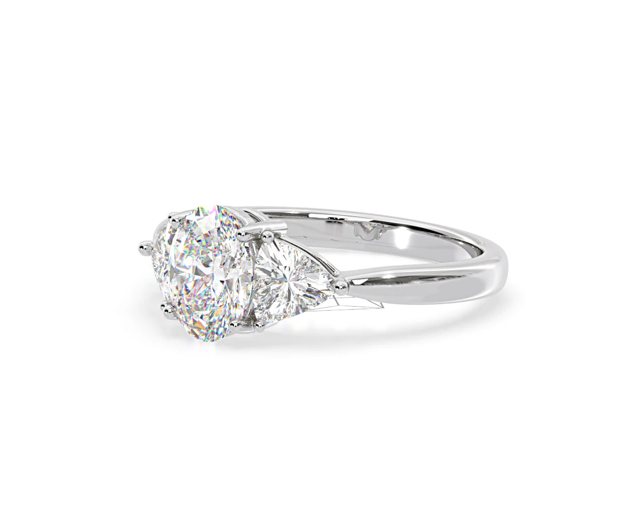 Dalia Lab Diamond Oval with Trillions 1.70ct Ring in 18K White Gold F/VS1 - Image 96