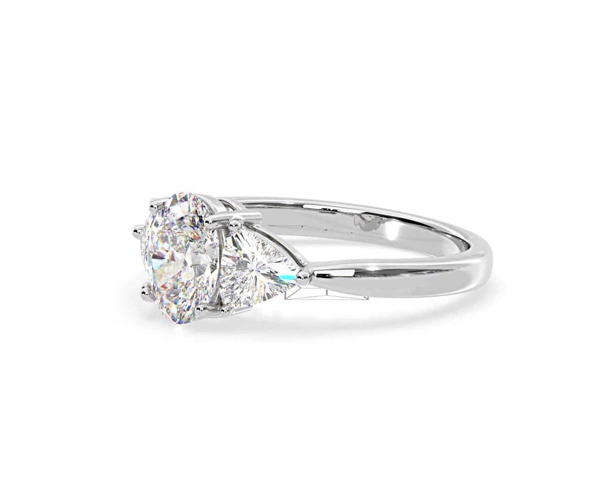 Dalia Lab Diamond Oval with Trillions 1.70ct Ring in 18K White Gold F/VS1 - Image 98