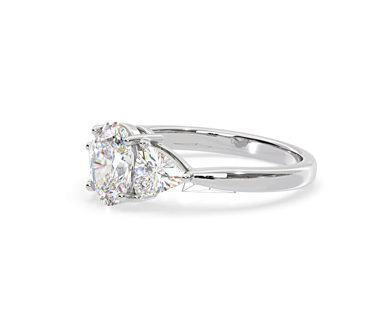 Dalia Lab Diamond Oval with Trillions 1.70ct Ring in 18K White Gold F/VS1 - Image 99