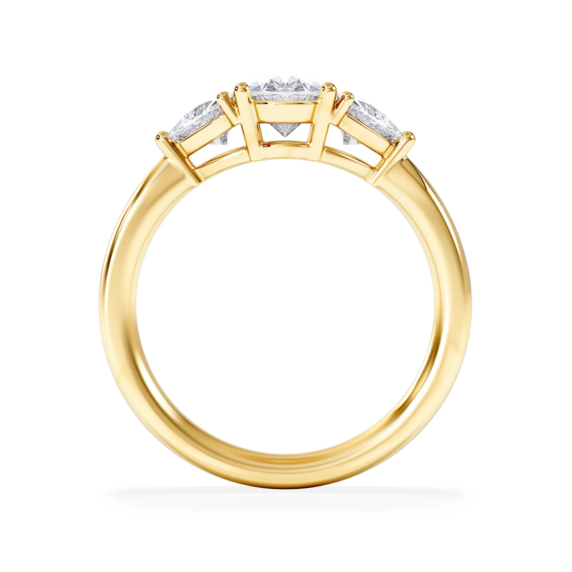 Dalia Lab Diamond Oval with Trillions 1.70ct Ring in 18K Yellow Gold F/VS1 - Image 3