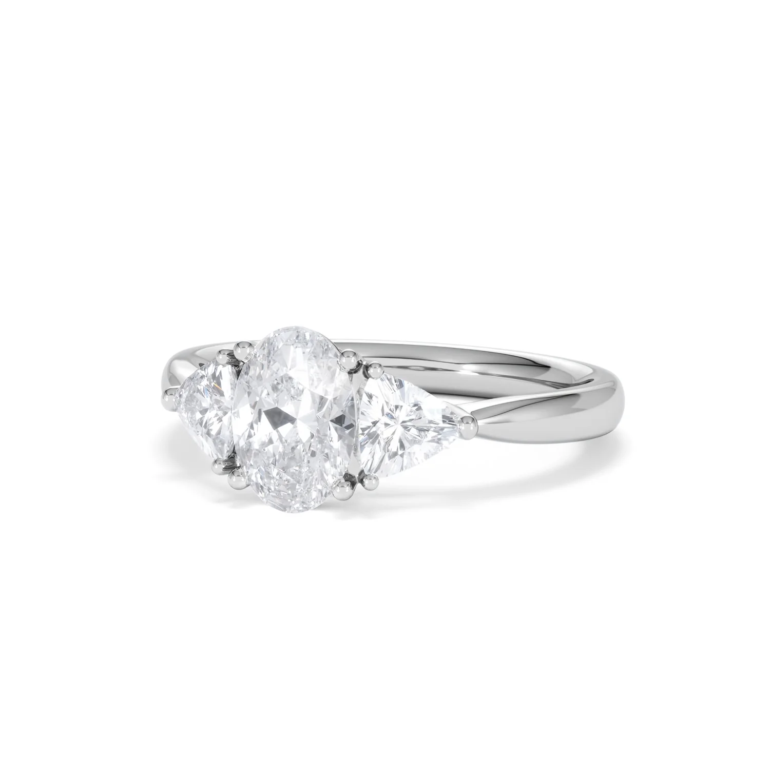 Dalia Lab Diamond Oval with Trillions 1.70ct Ring in Platinum F/VS1 - Image 12