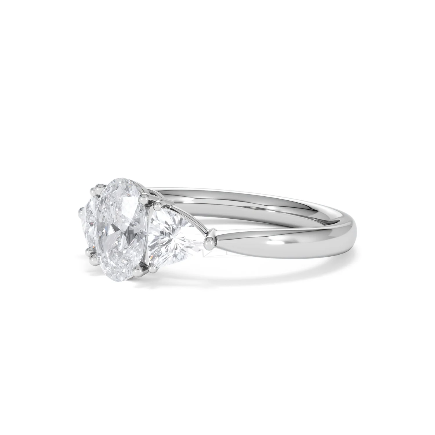 Dalia Lab Diamond Oval with Trillions 1.70ct Ring in Platinum F/VS1 - Image 17