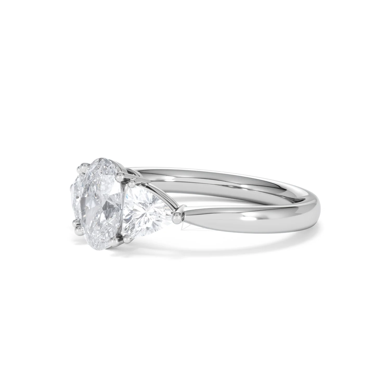 Dalia Lab Diamond Oval with Trillions 1.70ct Ring in Platinum F/VS1 - Image 18
