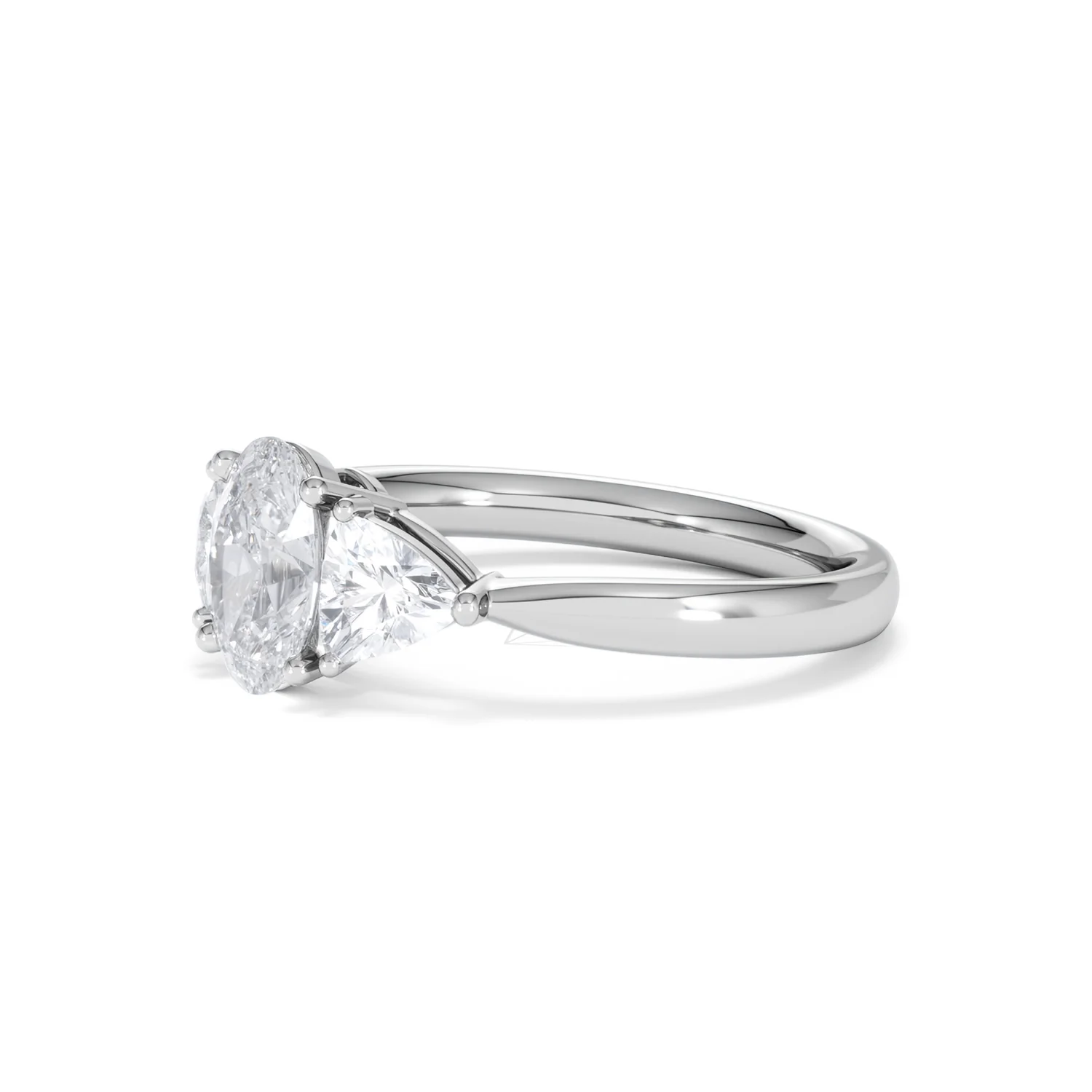Dalia Lab Diamond Oval with Trillions 1.70ct Ring in Platinum F/VS1 - Image 19
