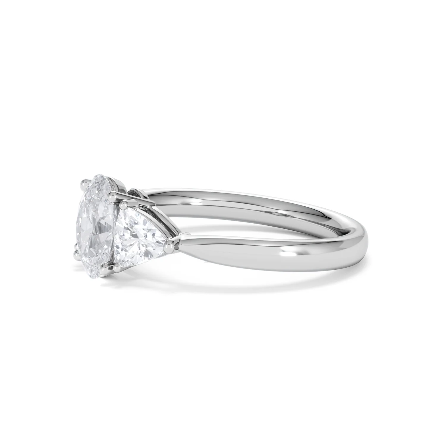 Dalia Lab Diamond Oval with Trillions 1.70ct Ring in Platinum F/VS1 - Image 21