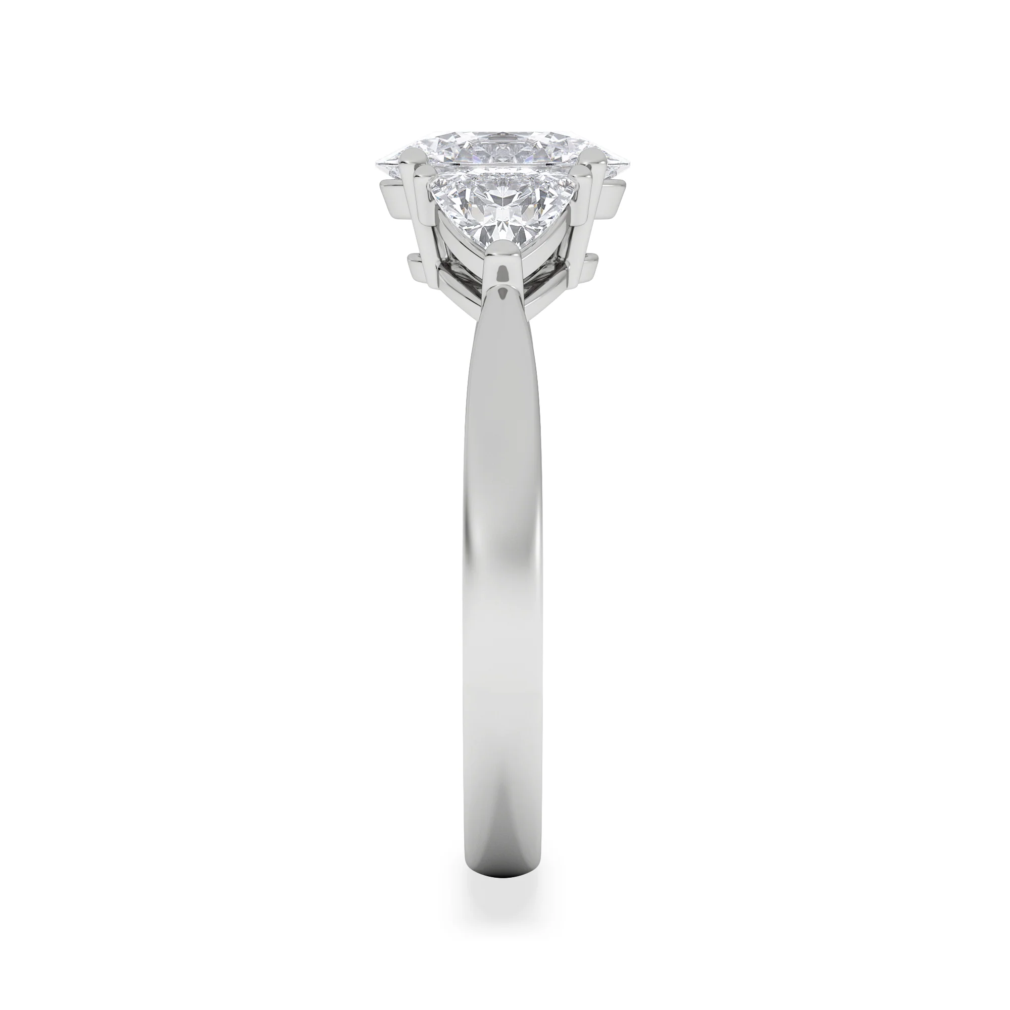 Dalia Lab Diamond Oval with Trillions 1.70ct Ring in Platinum F/VS1 - Image 5