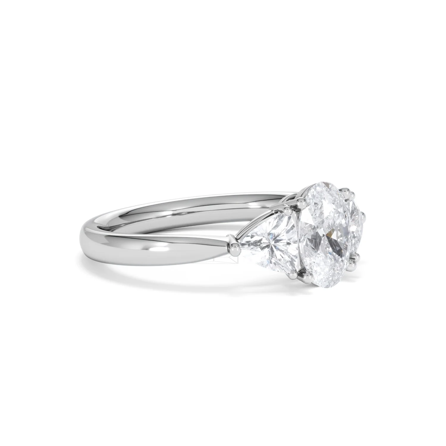 Dalia Lab Diamond Oval with Trillions 1.70ct Ring in Platinum F/VS1 - Image 78