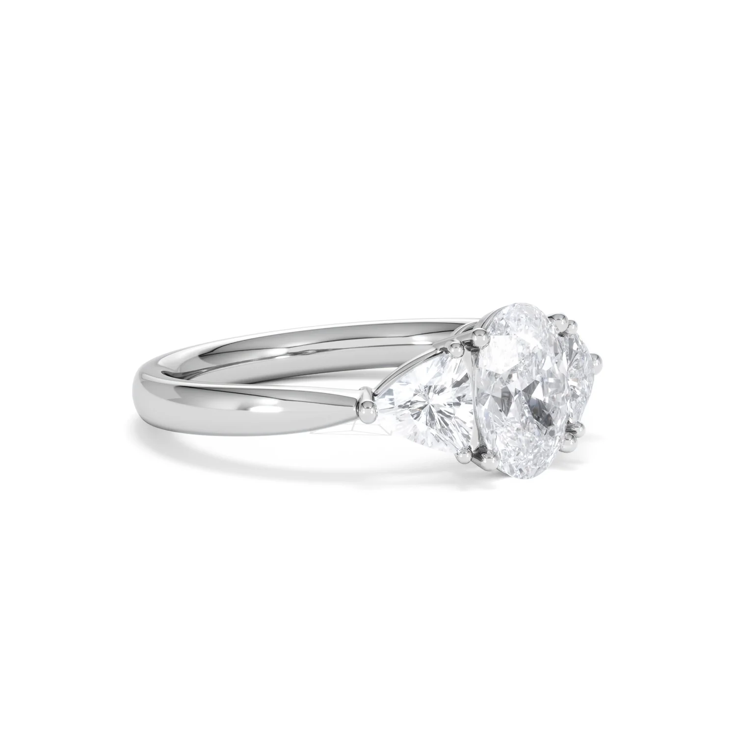 Dalia Lab Diamond Oval with Trillions 1.70ct Ring in Platinum F/VS1 - Image 79
