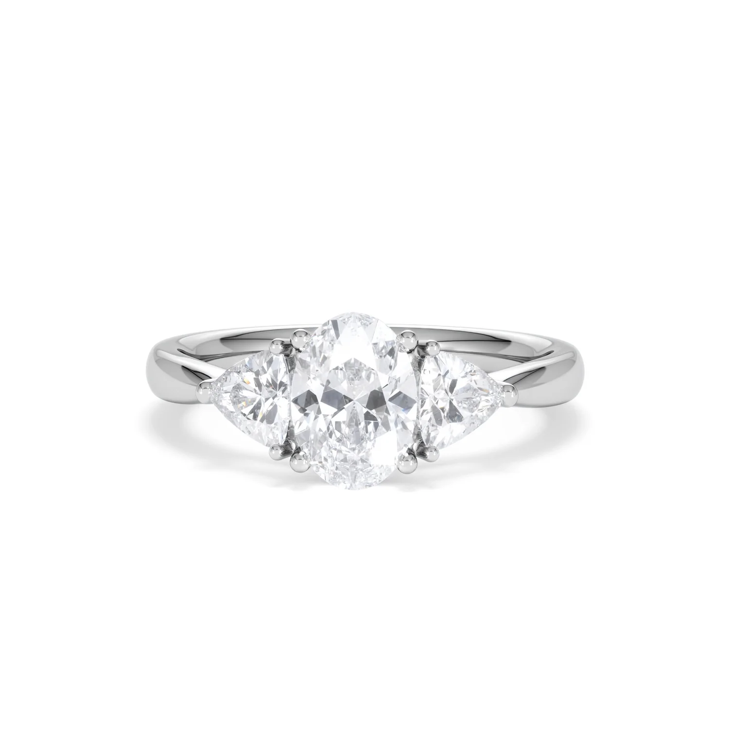 Dalia Lab Diamond Oval with Trillions 1.70ct Ring in Platinum F/VS1 - Image 8