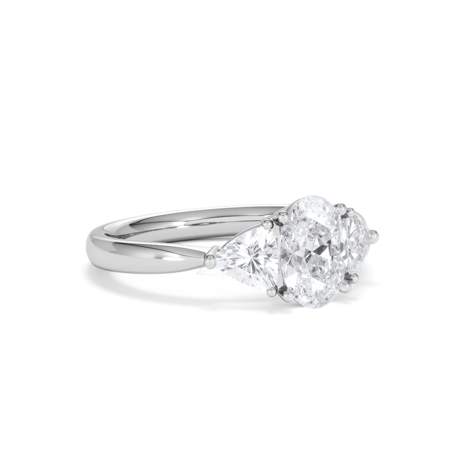 Dalia Lab Diamond Oval with Trillions 1.70ct Ring in Platinum F/VS1 - Image 81