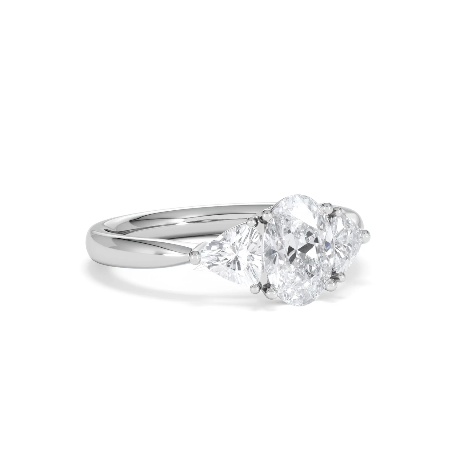 Dalia Lab Diamond Oval with Trillions 1.70ct Ring in Platinum F/VS1 - Image 82