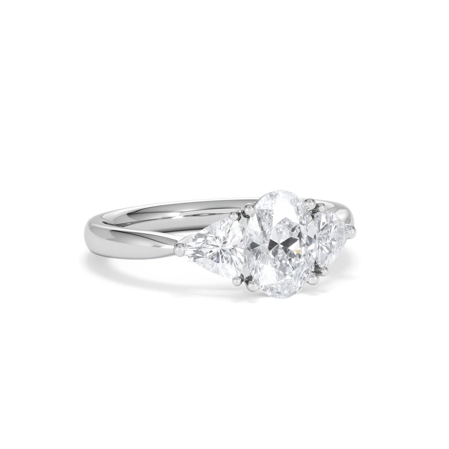 Dalia Lab Diamond Oval with Trillions 1.70ct Ring in Platinum F/VS1 - Image 83