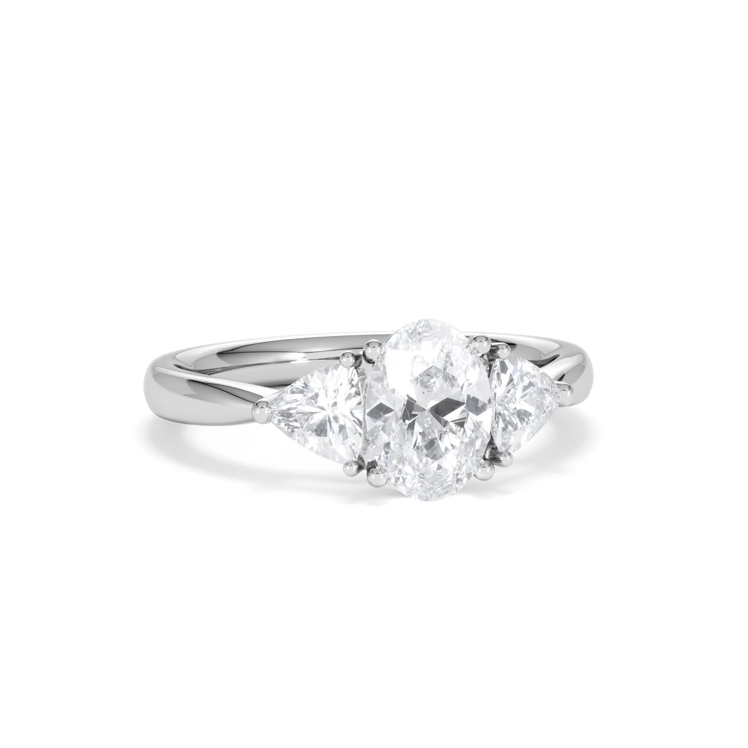 Dalia Lab Diamond Oval with Trillions 1.70ct Ring in Platinum F/VS1 - Image 85