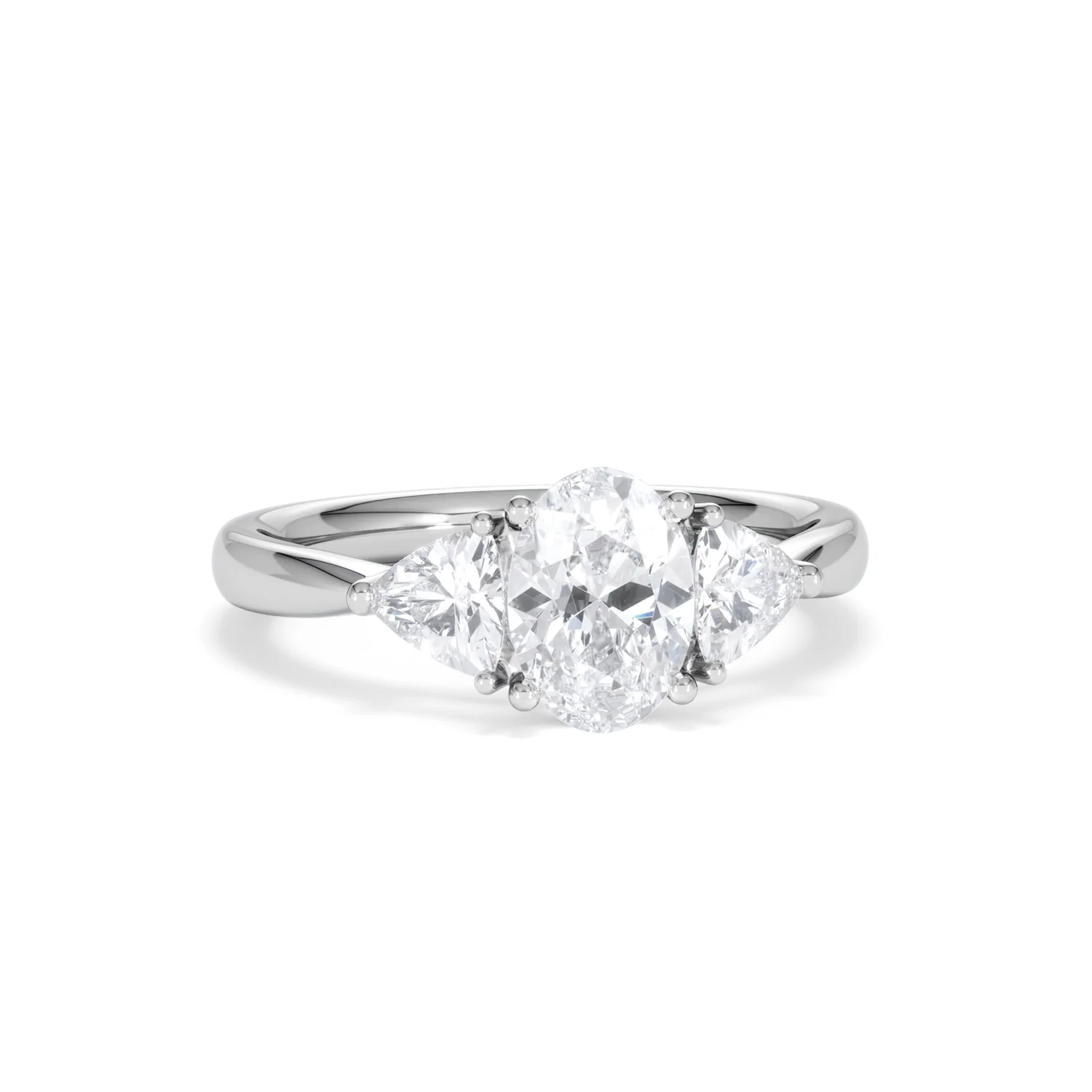 Dalia Lab Diamond Oval with Trillions 1.70ct Ring in Platinum F/VS1 - Image 86