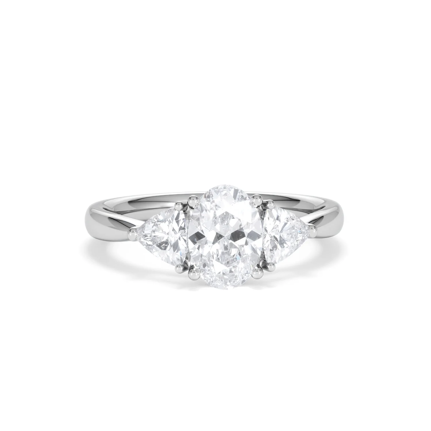 Dalia Lab Diamond Oval with Trillions 1.70ct Ring in Platinum F/VS1 - Image 87