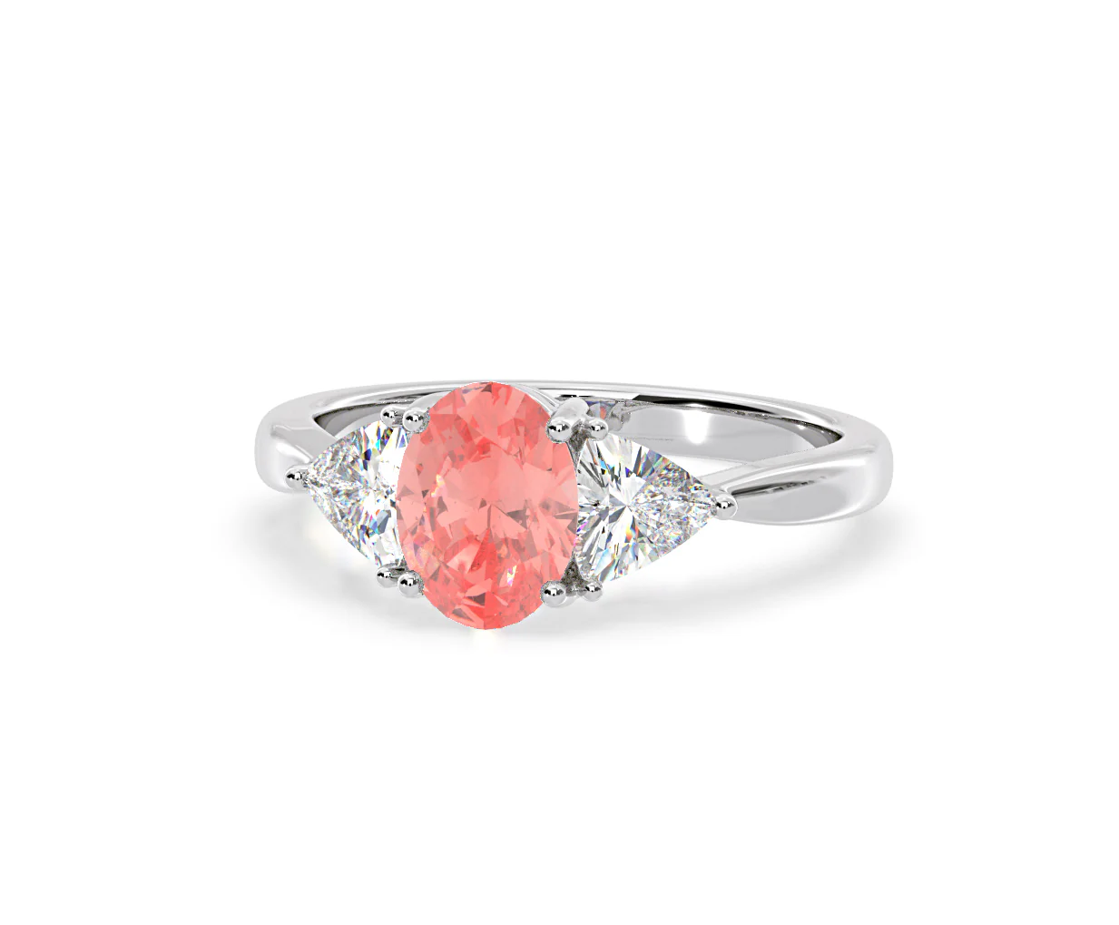 Dalia Pink Lab Diamond Oval with Trillions 1.70ct Ring in 18K White Gold - Elara Collection - Image 10