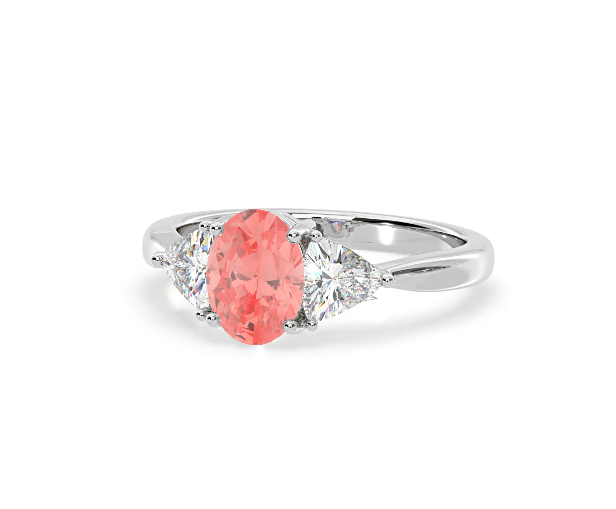 Dalia Pink Lab Diamond Oval with Trillions 1.70ct Ring in 18K White Gold - Elara Collection - Image 11