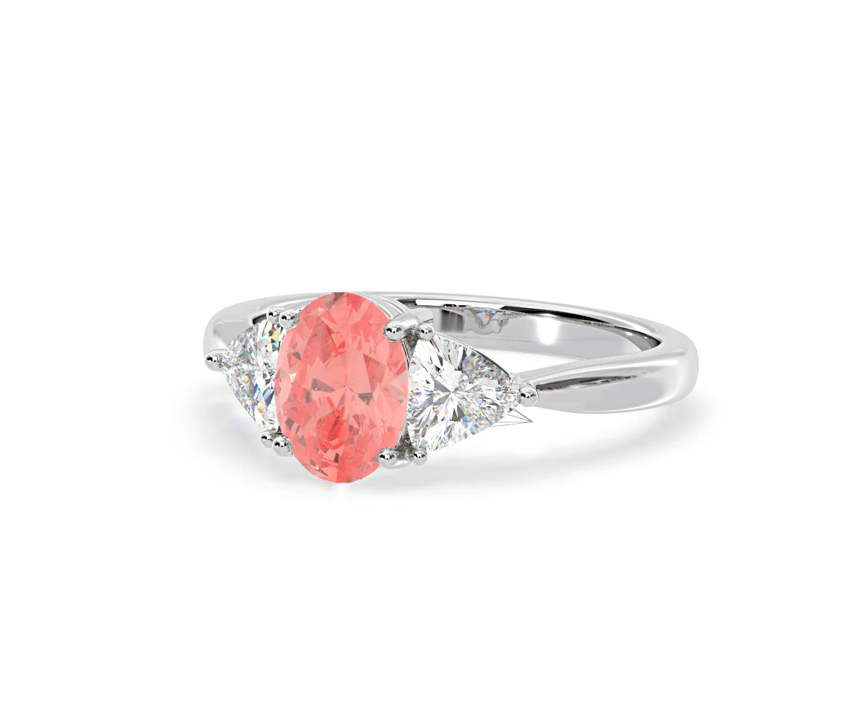 Dalia Pink Lab Diamond Oval with Trillions 1.70ct Ring in 18K White Gold - Elara Collection - Image 12