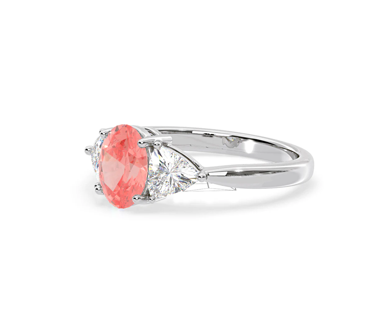 Dalia Pink Lab Diamond Oval with Trillions 1.70ct Ring in 18K White Gold - Elara Collection - Image 16