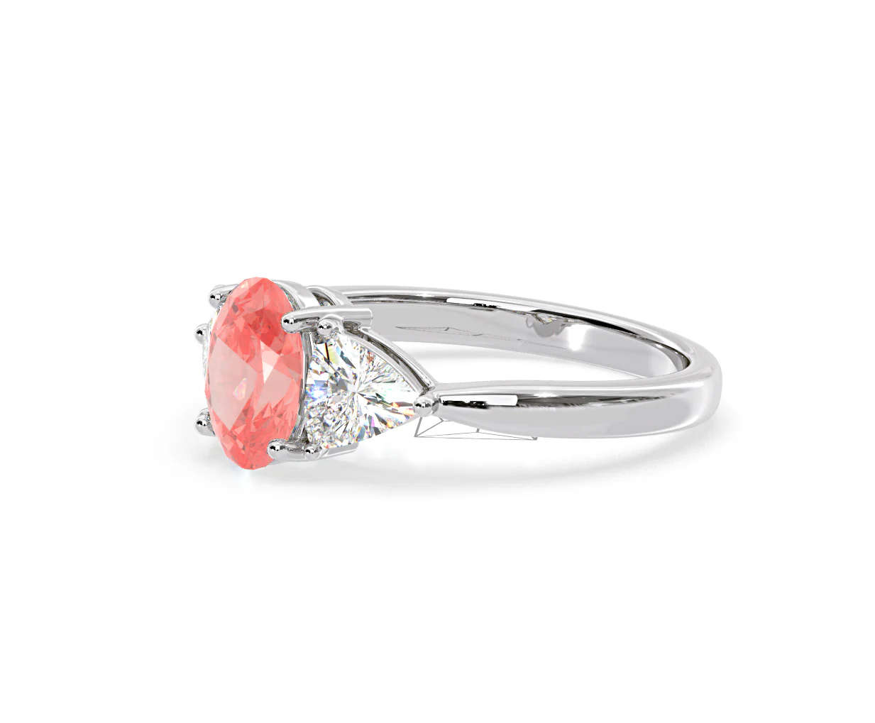 Dalia Pink Lab Diamond Oval with Trillions 1.70ct Ring in 18K White Gold - Elara Collection - Image 18
