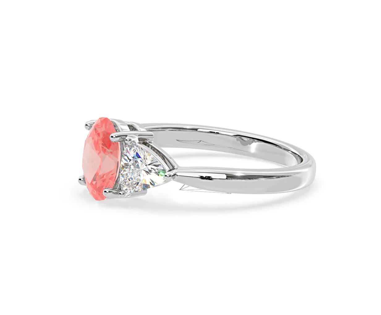 Dalia Pink Lab Diamond Oval with Trillions 1.70ct Ring in 18K White Gold - Elara Collection - Image 20