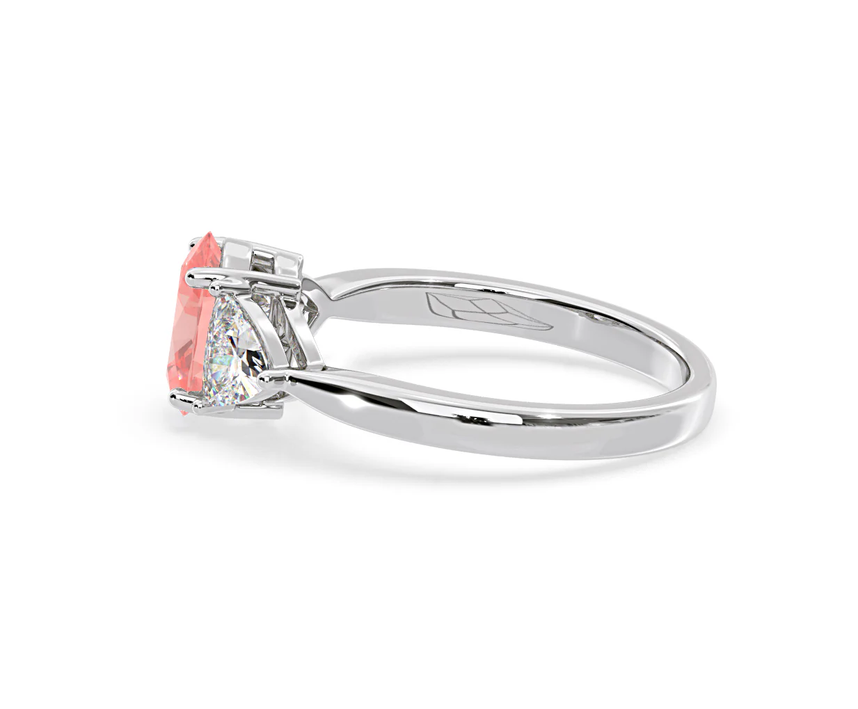 Dalia Pink Lab Diamond Oval with Trillions 1.70ct Ring in 18K White Gold - Elara Collection - Image 27