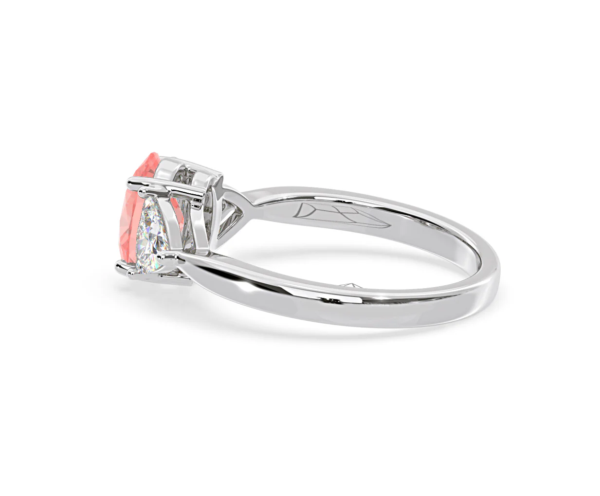 Dalia Pink Lab Diamond Oval with Trillions 1.70ct Ring in 18K White Gold - Elara Collection - Image 30
