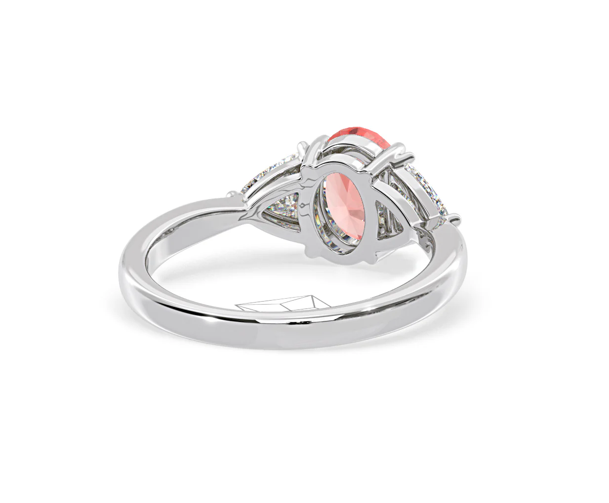 Dalia Pink Lab Diamond Oval with Trillions 1.70ct Ring in 18K White Gold - Elara Collection - Image 51