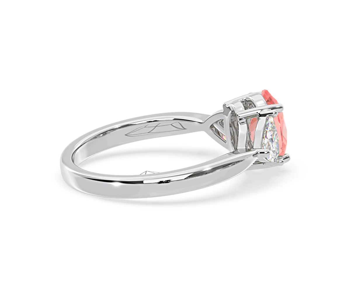 Dalia Pink Lab Diamond Oval with Trillions 1.70ct Ring in 18K White Gold - Elara Collection - Image 62