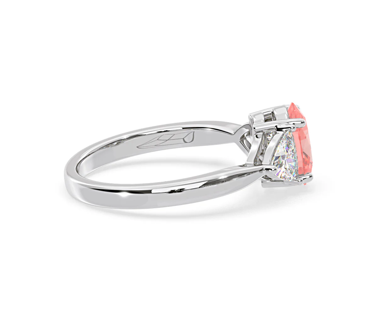 Dalia Pink Lab Diamond Oval with Trillions 1.70ct Ring in 18K White Gold - Elara Collection - Image 65