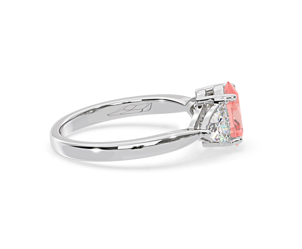 Dalia Pink Lab Diamond Oval with Trillions 1.70ct Ring in 18K White Gold - Elara Collection - Image 66
