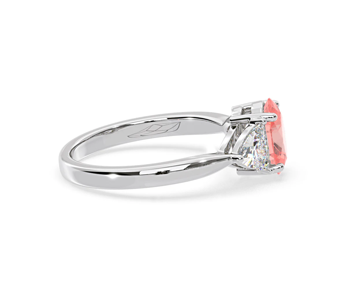 Dalia Pink Lab Diamond Oval with Trillions 1.70ct Ring in 18K White Gold - Elara Collection - Image 67