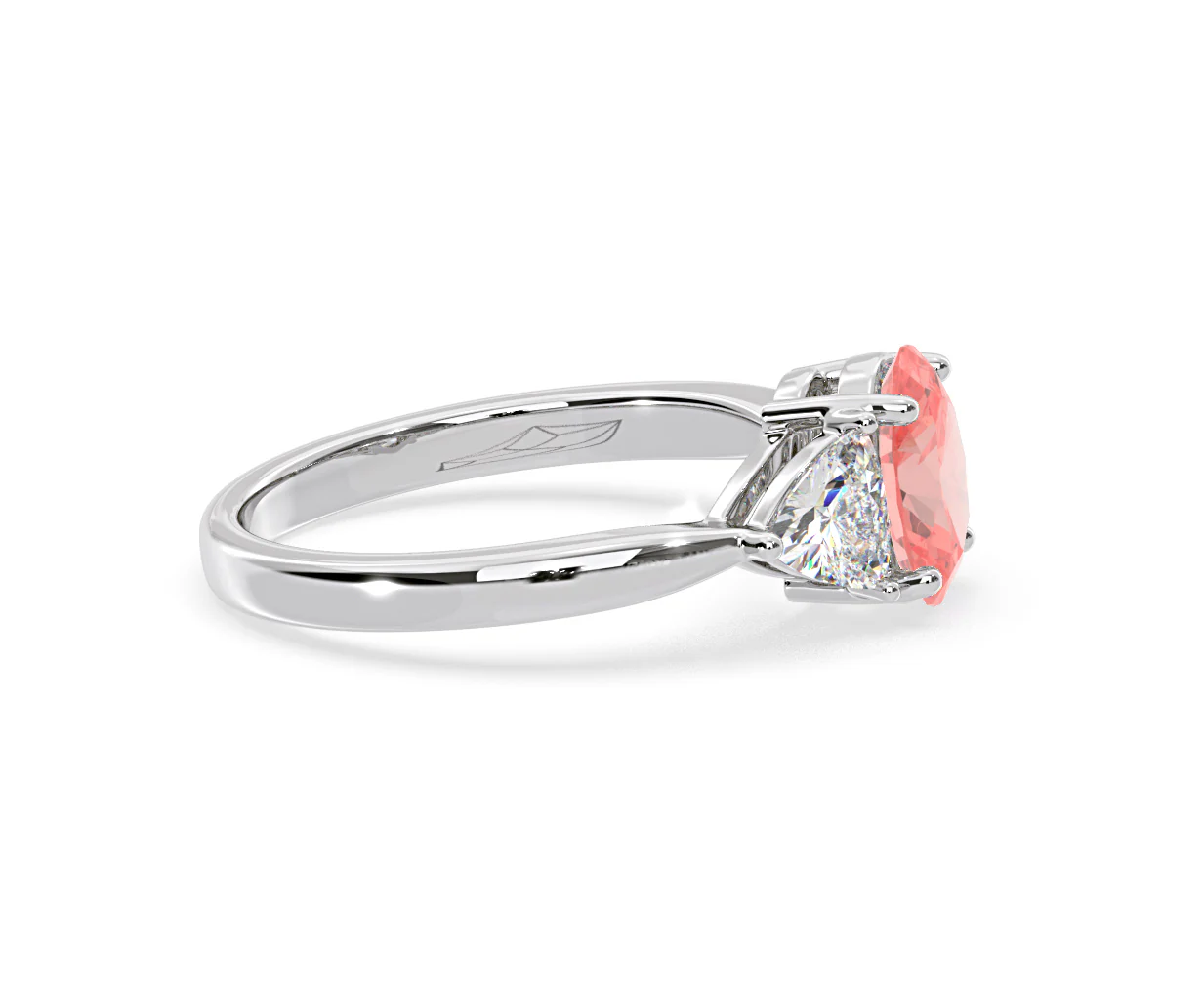 Dalia Pink Lab Diamond Oval with Trillions 1.70ct Ring in 18K White Gold - Elara Collection - Image 69