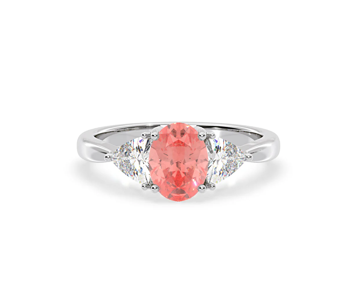 Dalia Pink Lab Diamond Oval with Trillions 1.70ct Ring in 18K White Gold - Elara Collection - Image 7