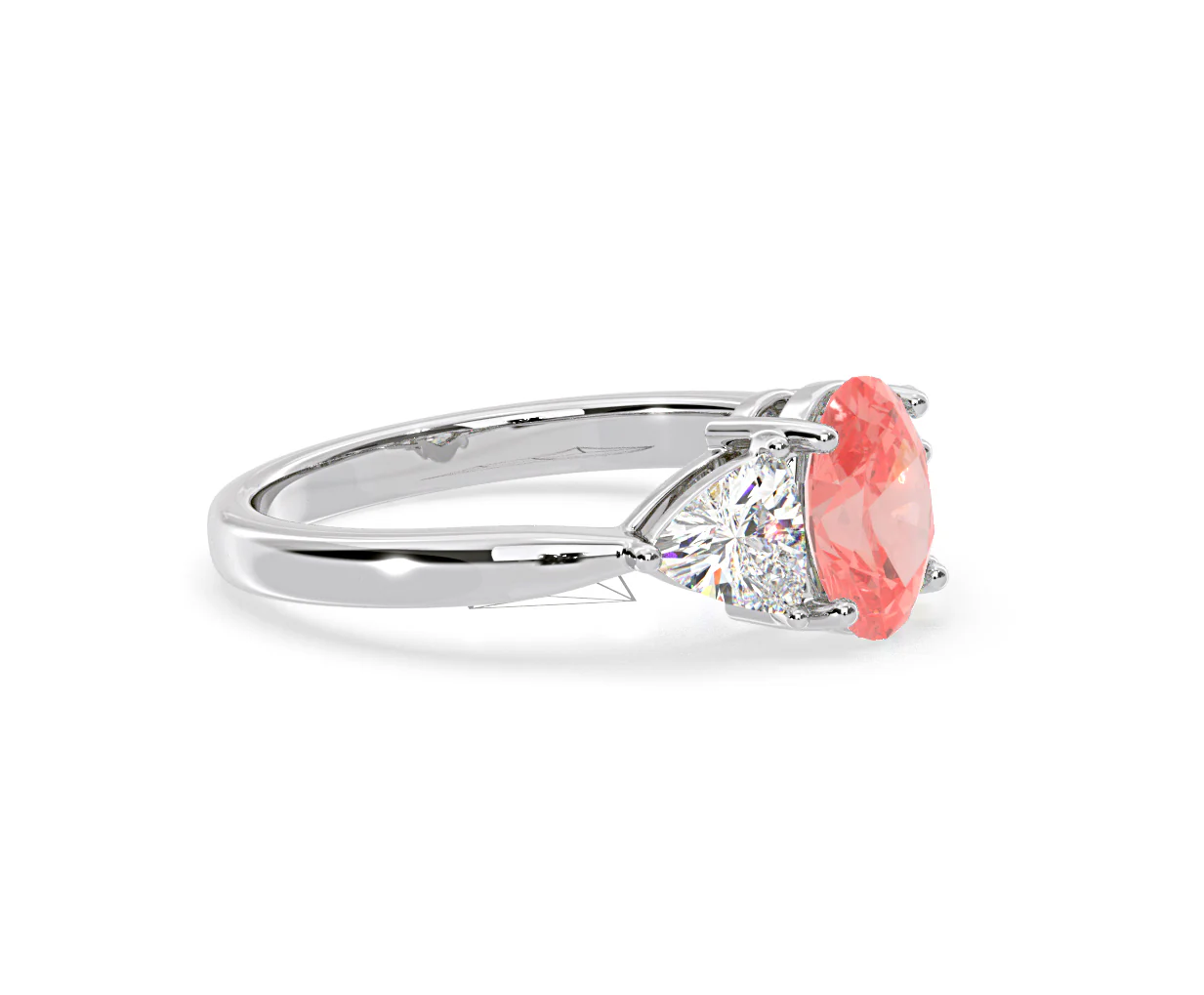 Dalia Pink Lab Diamond Oval with Trillions 1.70ct Ring in 18K White Gold - Elara Collection - Image 74