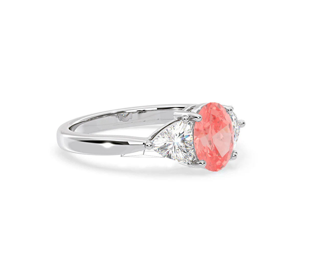 Dalia Pink Lab Diamond Oval with Trillions 1.70ct Ring in 18K White Gold - Elara Collection - Image 77