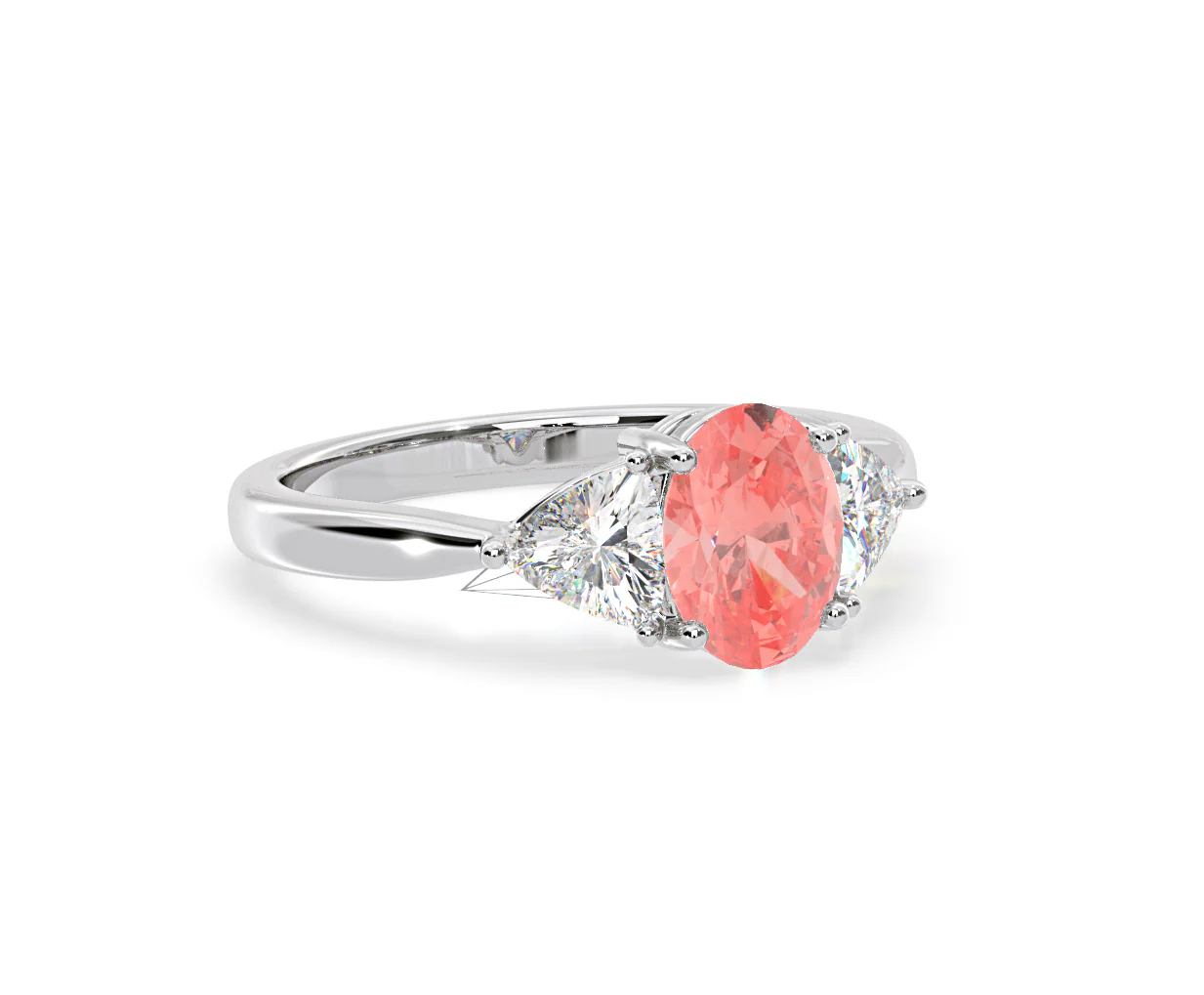 Dalia Pink Lab Diamond Oval with Trillions 1.70ct Ring in 18K White Gold - Elara Collection - Image 80
