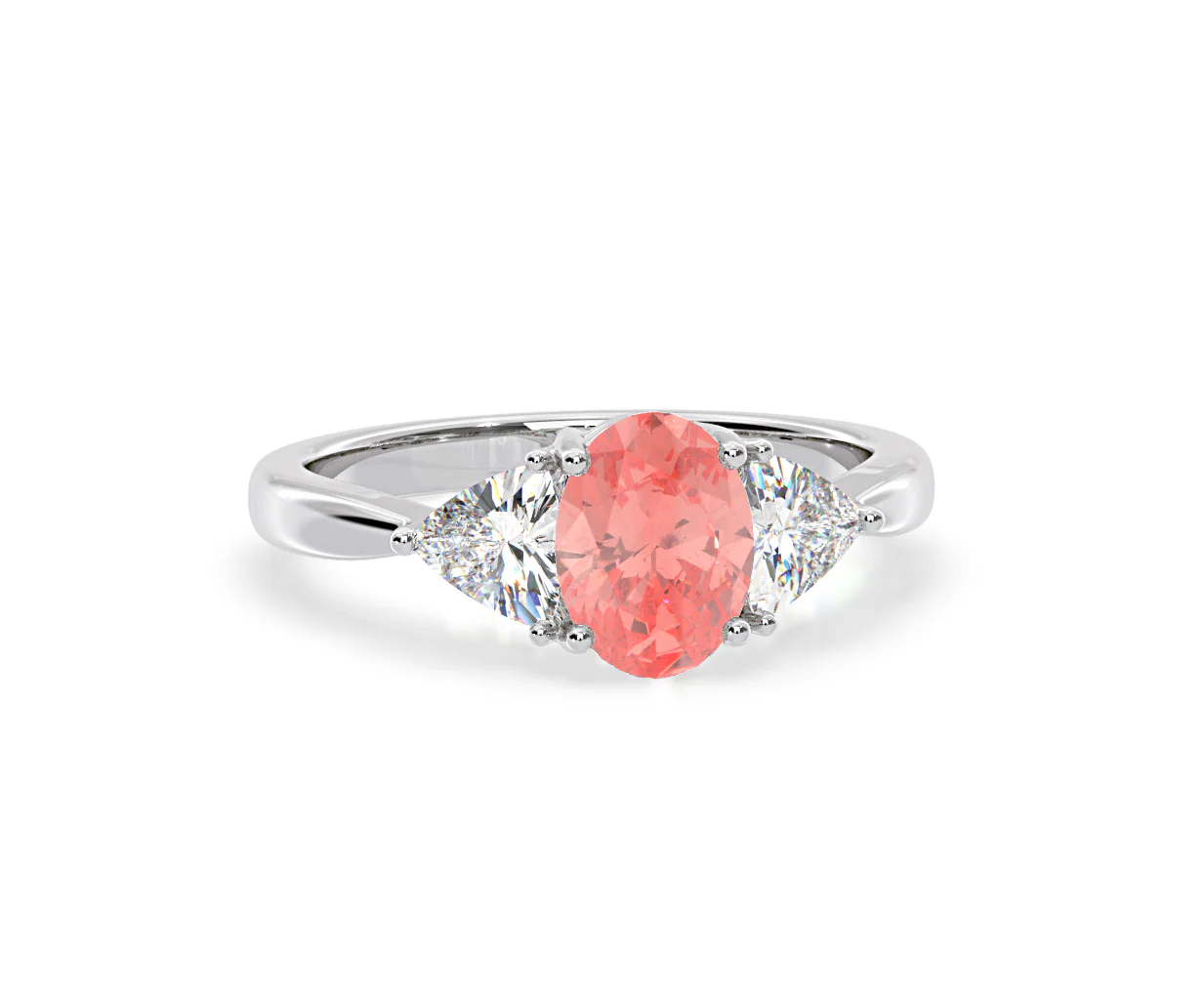 Dalia Pink Lab Diamond Oval with Trillions 1.70ct Ring in 18K White Gold - Elara Collection - Image 84
