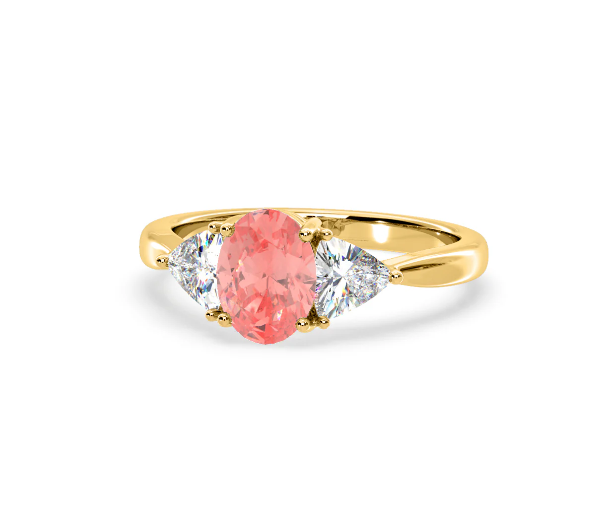 Dalia Pink Lab Diamond Oval with Trillions 1.70ct Ring in 18K Yellow Gold - Elara Collection - Image 10