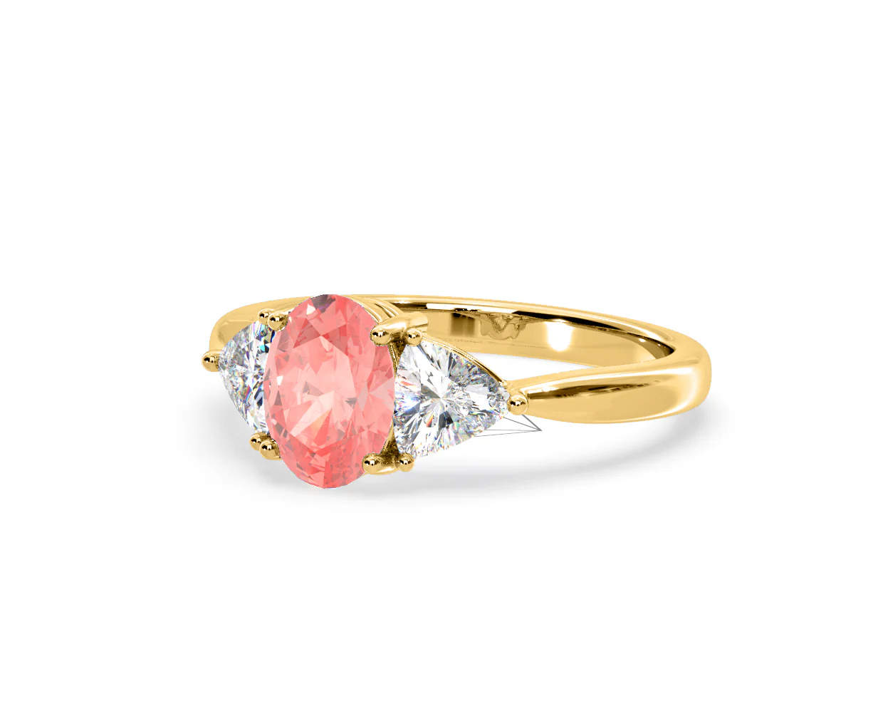 Dalia Pink Lab Diamond Oval with Trillions 1.70ct Ring in 18K Yellow Gold - Elara Collection - Image 13