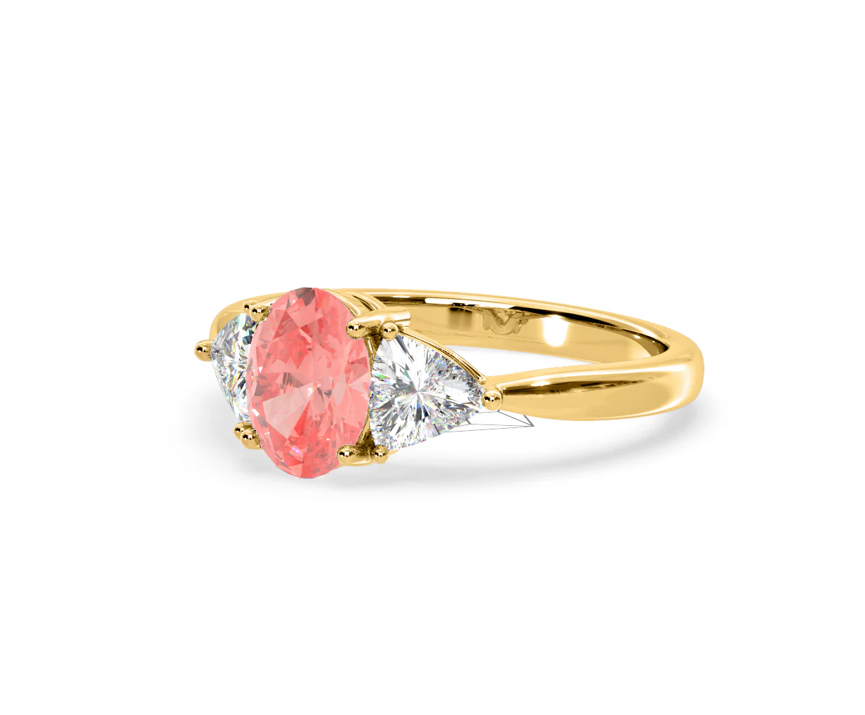 Dalia Pink Lab Diamond Oval with Trillions 1.70ct Ring in 18K Yellow Gold - Elara Collection - Image 14