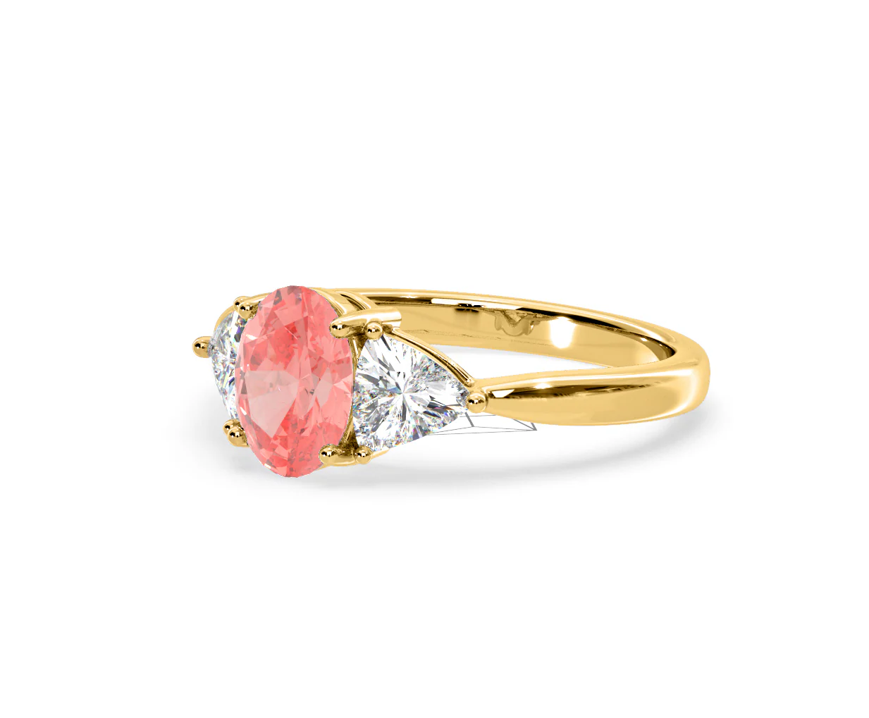 Dalia Pink Lab Diamond Oval with Trillions 1.70ct Ring in 18K Yellow Gold - Elara Collection - Image 15