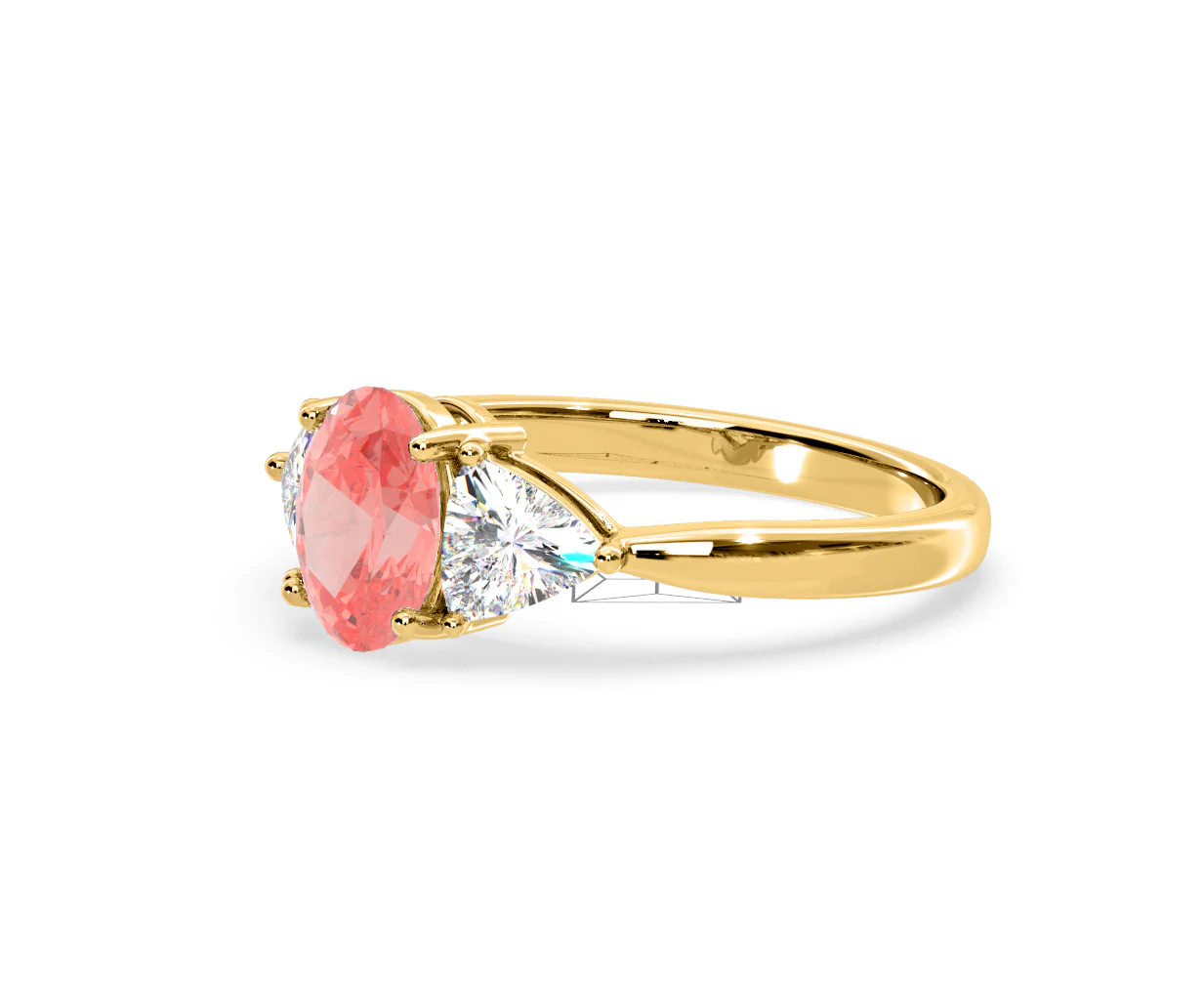 Dalia Pink Lab Diamond Oval with Trillions 1.70ct Ring in 18K Yellow Gold - Elara Collection - Image 17