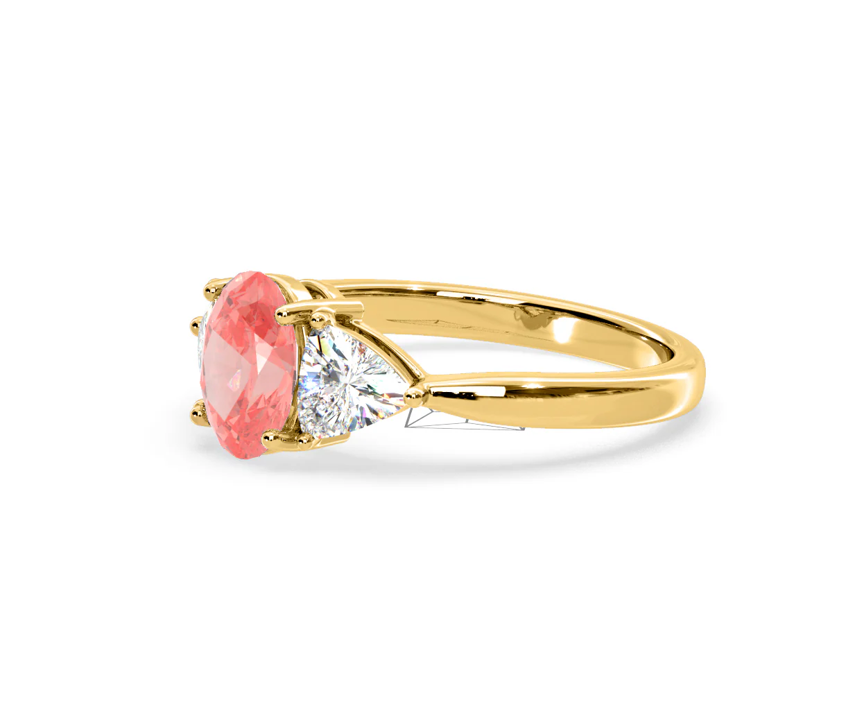 Dalia Pink Lab Diamond Oval with Trillions 1.70ct Ring in 18K Yellow Gold - Elara Collection - Image 18