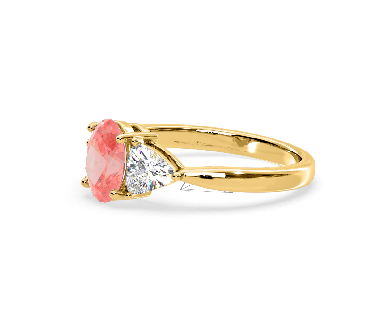 Dalia Pink Lab Diamond Oval with Trillions 1.70ct Ring in 18K Yellow Gold - Elara Collection - Image 19