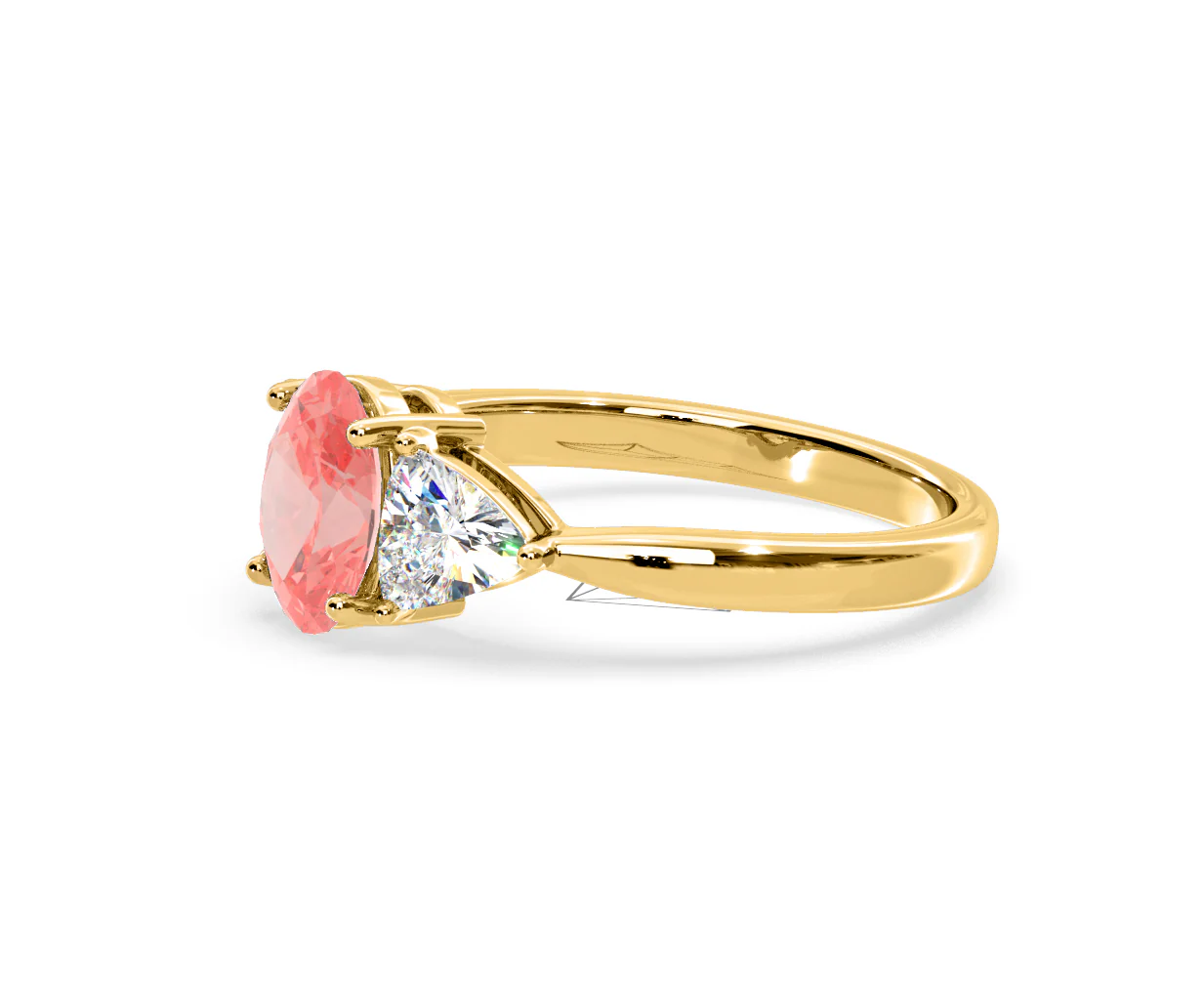 Dalia Pink Lab Diamond Oval with Trillions 1.70ct Ring in 18K Yellow Gold - Elara Collection - Image 20