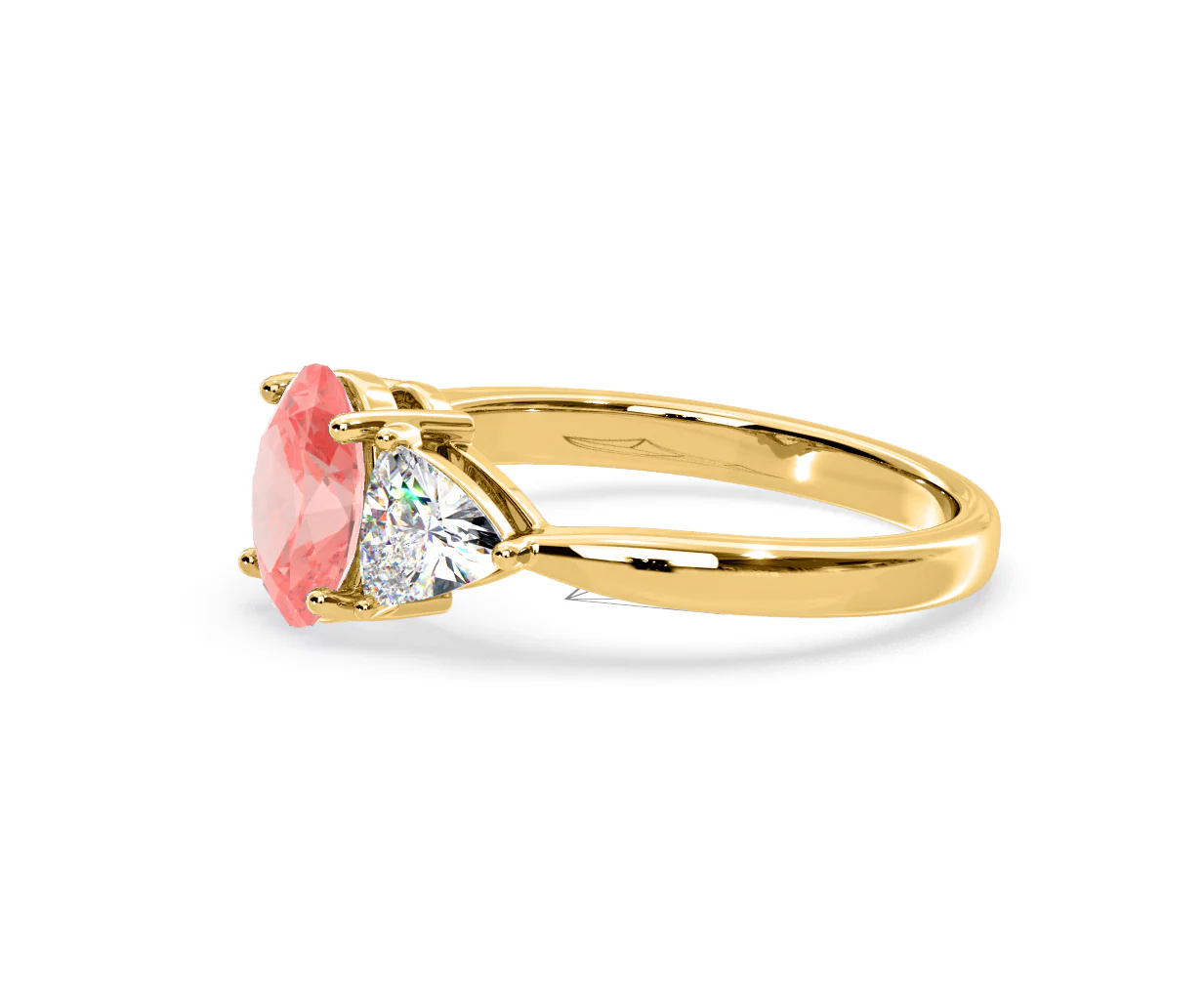Dalia Pink Lab Diamond Oval with Trillions 1.70ct Ring in 18K Yellow Gold - Elara Collection - Image 21